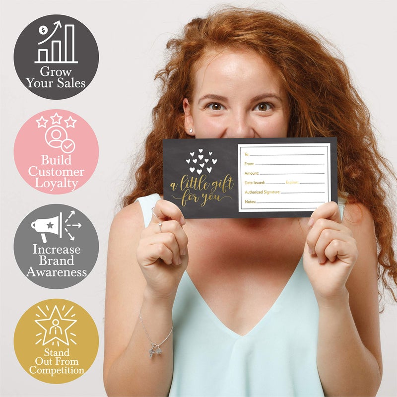 Hadley Designs 25 Blank Gift Certificates for Business â€“ 4x9 Christmas Gift Certificates Cards for Small Business, Spa, Massage, Nail & Hair Salon, Restaurant, Holidays Coupon Vouchers Made in USA - Image 2